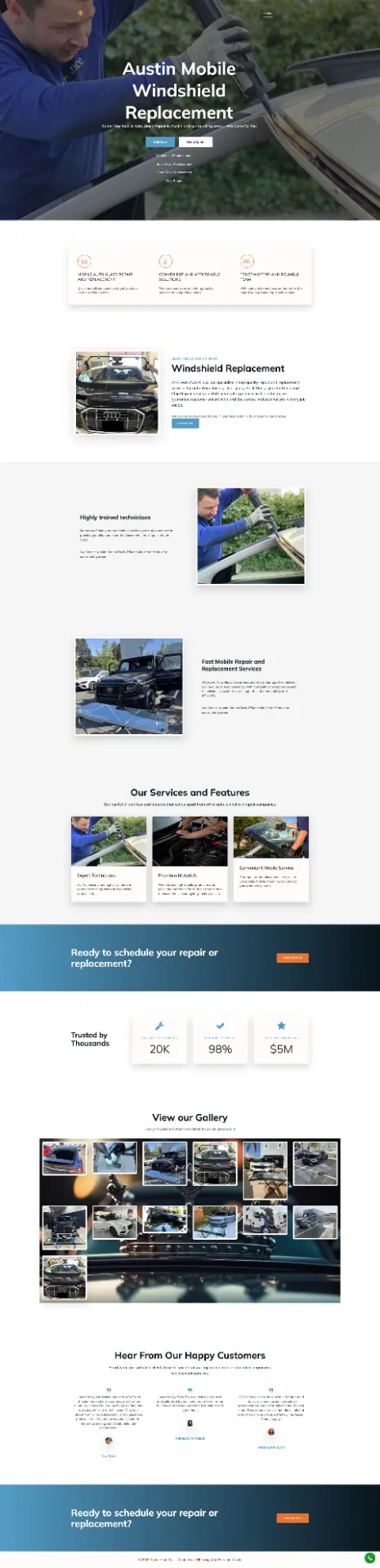 Crown Auto Glass old website: cluttered layout with dated graphics